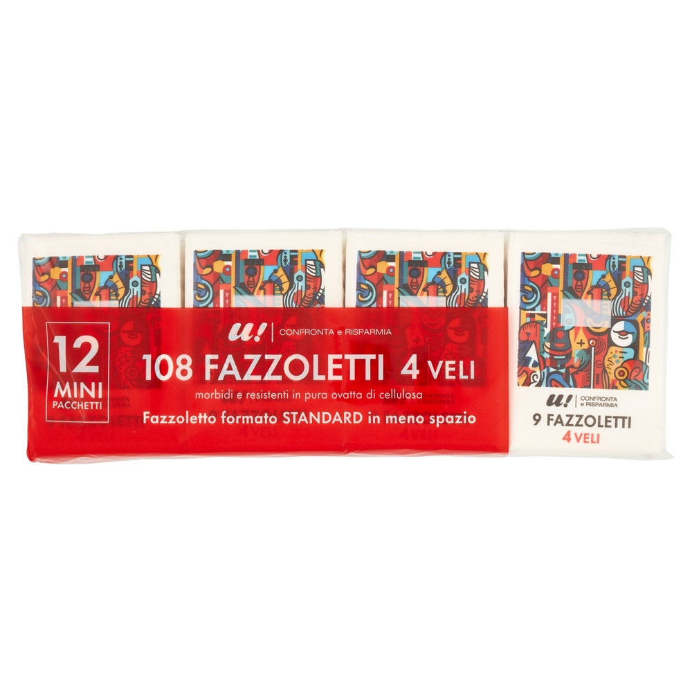 12 Mini Pacchetti di Fazzoletti 4 Veli U! Confronta e Risparmia